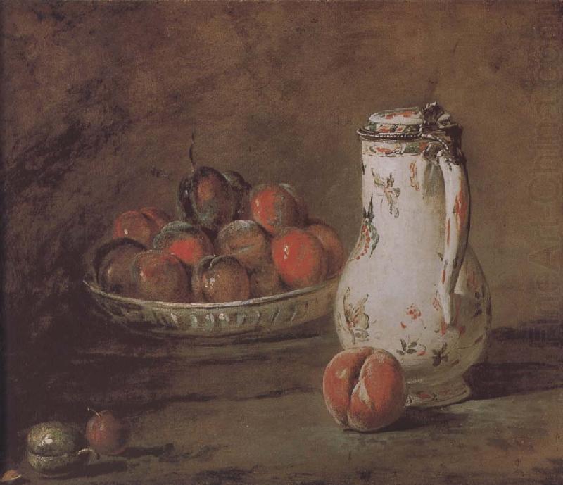 Jean Baptiste Simeon Chardin Loaded peaches and plums in a bowl of water oil painting picture